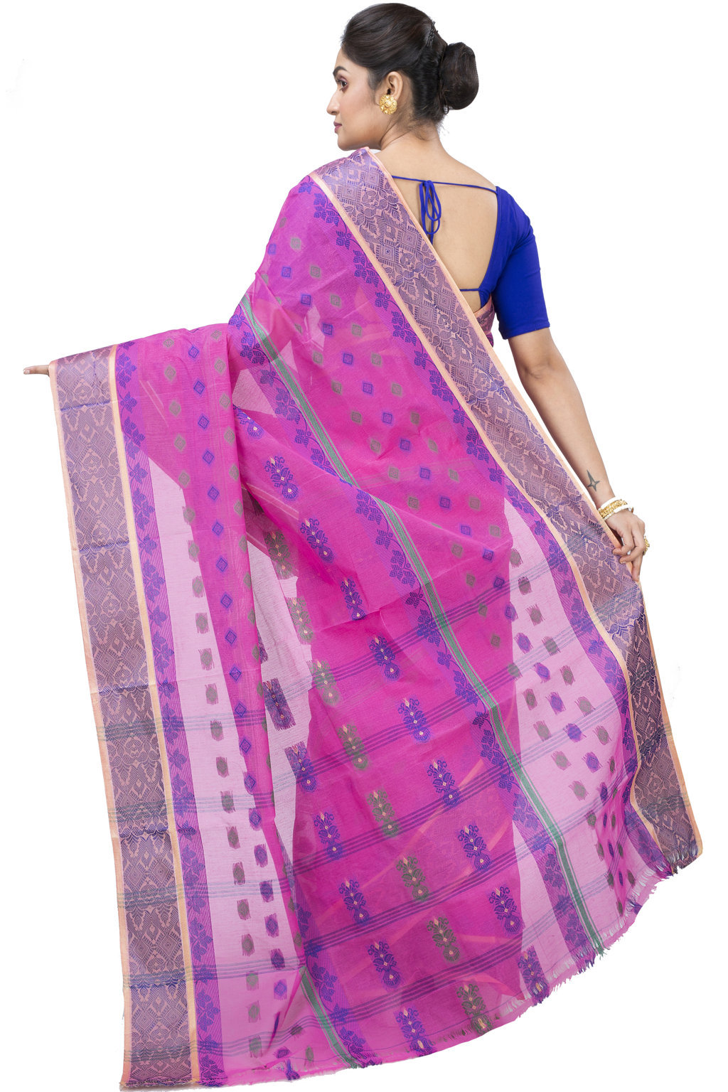 Pink Pure Cotton Ghusoon Tant Saree (947)